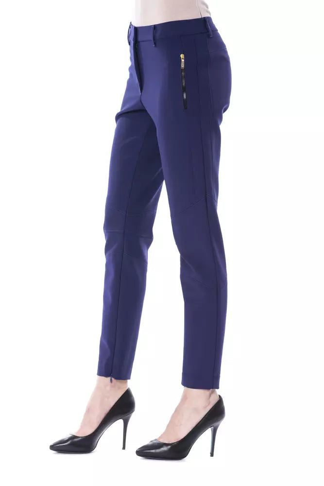 BYBLOS Blue Polyester Women's Slim Fit Pant